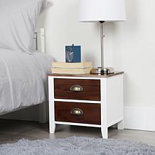 Mind Reader Wood Double-Drawer Nightstand / Side Table 2-Pack, White