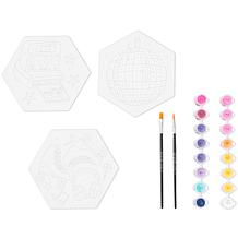 Mini Paint by Number Hexagon Shape Retro 70s 3-Pack