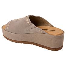 Minnetonka® Paislee Whipstitch Suede Wedge Slide Sandal