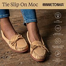 Minnetonka® Tie Slip-On Genuine Suede Moccasin Loafer