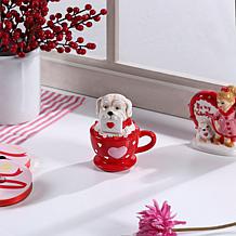 Miss Valentine Ceramic Valentine Puppy in Tea Cup