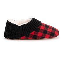 MUK LUKS Women's Flannel Plaid Slipper with Berber heel - Ebony