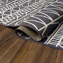 My Magic Carpet Chelsea Tribal Aztec Dark Grey Washable Area Rug 5'x7'