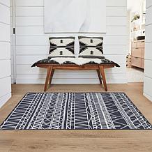 My Magic Carpet Chelsea Tribal Aztec Dark Grey Washable Area Rug 3'x5'