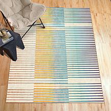 My Magic Carpet Flux Striped Multicolor Washable Area Rug 5'x7'