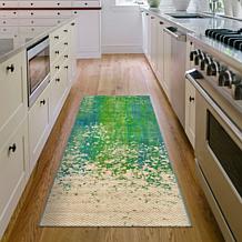 My Magic Carpet Hazel Chevron Teal Washable Runner Rug 2.5'x7'