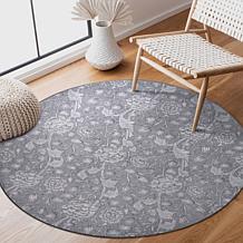 My Magic Carpet Kalini Floral Washable Round Rug 6'