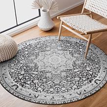 My Magic Carpet Parviz Grey Washable Round Area Rug 6'