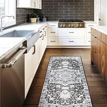 My Magic Carpet Parviz Grey Washable Runner Rug 2.5'x7'