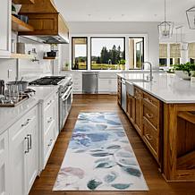 My Magic Carpet Sasha Floral Cream Blue Washable Runner Rug 2.5'x10'
