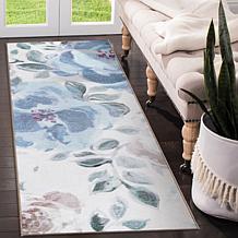 My Magic Carpet Sasha Floral Cream Blue Washable Runner Rug 2.5'x7'