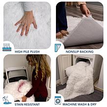 My Magic Carpet Shag White Washable Area Rug 5'x7'