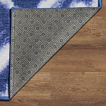My Magic Carpet Shibori Geometric Diamond Blue Washable Area Rug 3'x5'