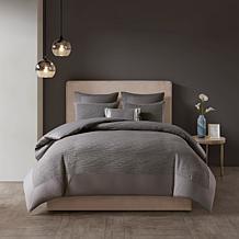N Natori Hanae Cotton Blend 3-piece King Duvet Cover Set - Grey