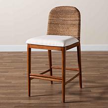 Nadim Rustic Acacia Wood & Seagrass Counter Stool