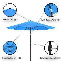 Nature Spring 10' Patio Umbrella with Auto Tilt & Easy Crank - Blue