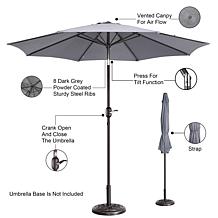 Nature Spring 9' Patio Auto Tilt Umbrella - Gray