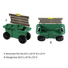 Nature Spring Garden Storage Wagon Cart with Seat - Green