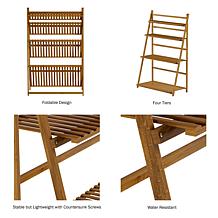 Nature Spring Ladder Plant Stand 4Tier Freestanding Storage Shelf- Tan