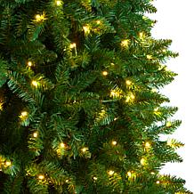 Nearly Natural 11’ Slim Pine Christmas Tree with 950 Clear LED Lights
