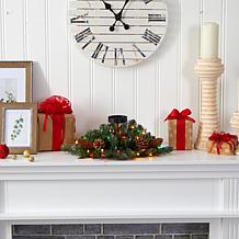 Nearly Natural 16 in. Flocked and Glittered Candelabrum with 35 Lights