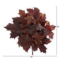 Nearly Natural 18 in. Autumn Maple Leaf Artificial Flower Set of 2