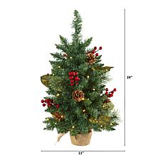 Nearly Natural 2 Ft. Pine Christmas Tree with 35 LED Lights