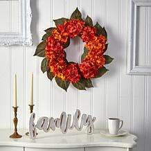 Nearly Natural 20 in. Autumn Hydrangea Artificial Wreath