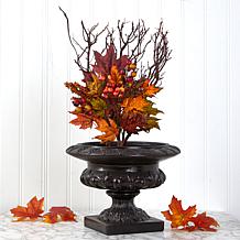 Nearly Natural 20 in. Maple & Berries Flower Bouquet Set of 3