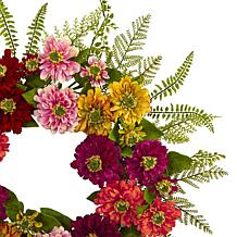 Nearly Natural 20" Mixed Flower Wreath