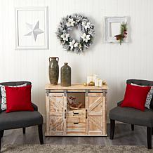 Nearly Natural 24 in. Flocked Poinsettia Wreath with 50 LED Lights