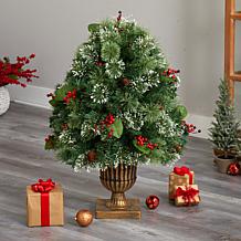Nearly Natural 3 Ft. Holiday Pre-Lit Christmas Plant with 100 LED