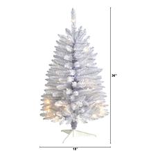 Nearly Natural 3’ Slim White  Christmas Tree with 50 Lights