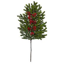 Nearly Natural 34” Pine and Berries Artificial Hanging Plant 3-pack