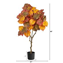 Nearly Natural 4 Ft. Autumn Umbrella Ficus Fall Artificial Tree