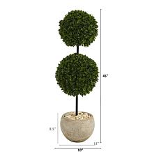 Nearly Natural 45” Boxwood Artificial Topiary Sand Planter UVResistant