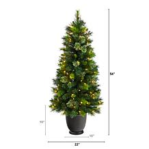 Nearly Natural 4.5’ Oregon Pine Artificial Christmas Tree in Planter
