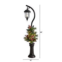 Nearly Natural 5 Ft. Holiday Decorated Lamp Post with 30 LED