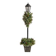 Nearly Natural 5 Ft. Pre-lit Decorated Lamp Post with 50 LED Lights