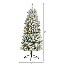 Nearly Natural 5’ Slim Flocked Montreal Fir  Christmas Tree