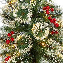 Nearly Natural 50 in. Frosted Pine Christmas Tree with 100 Lights