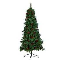 Nearly Natural 6’ Flat Back Mountain Pine  Christmas Tree