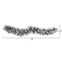 Nearly Natural 6’ Flocked Christmas Garland w/ Pine Cones and 35 Li...