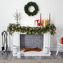 Nearly Natural 6' Snow Tipped Artificial Christmas Garland w/ 50 LED