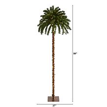 Nearly Natural 7’ Artificial Christmas Palm Tree with 300 LED Lights