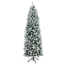 Nearly Natural 7’ Slim Flocked Montreal Fir  Christmas Tree