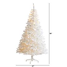 Nearly Natural 7' White Christmas Tree with 350 Clear LED Lights