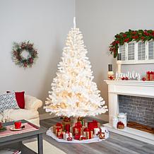 Nearly Natural 7' White Christmas Tree with 350 Clear LED Lights