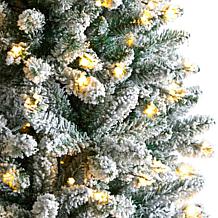 Nearly Natural 8’ Slim Flocked Montreal Fir  Christmas Tree
