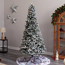 Nearly Natural 8.5' Flocked Mountain Fir Tree with 120 Lights